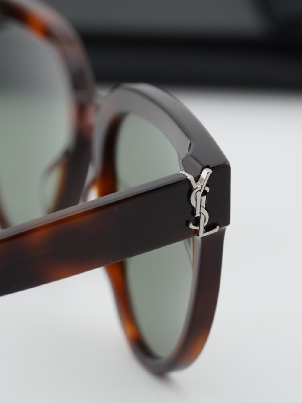 Saint Laurent SLM28 005 Cat Eye Sunglasses - Havana / Green - Picture 9 of 10